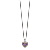 Sterling Silver & 14K Gold Amethyst Heart Necklace Vintage Inspired Elegance